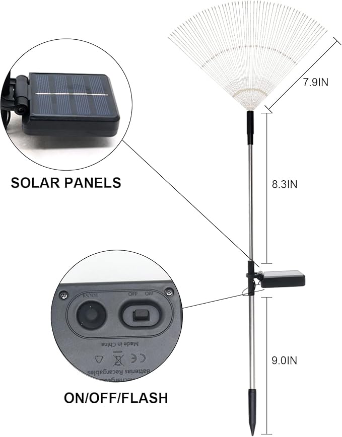 OriginalSourcing Solar Garden Firework Lights Outdoor Waterproof,4 Pack Solar Powered Art Stake Twinkle Lighting Outside Decor,180 LED Sparklers String Lights Yard Pathway Decorations(White)