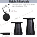 2 Pack Collapsible Stool, 400lbs Max Weight, Lightweight But Sturdy, Portable Retractable Folding Telescoping Foldable Camping Stool for Adults Outdoor Fishing Hiking BBQ