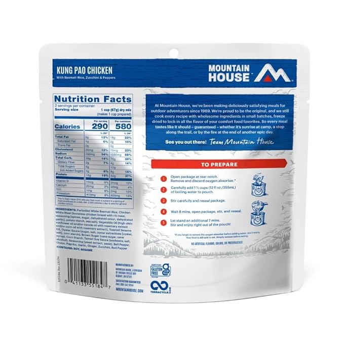 Mountain House GlutenFree Kung Pao Chicken FreezeDried Food for Camping, 12 Servings, 30Year ShelfLife