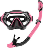 Snorkeling Gear for Adults, JRing Snorkel Mask Set with 180 Degree Tempered Glass Anti Fog Goggles Scuba Dry Top Snorkel for Swimming, Scuba Diving Mask for Men Women