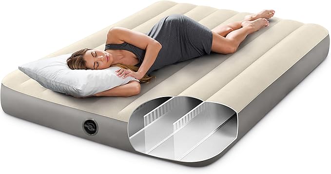 Intex Dura-Beam Air Mattress, 64102E, Single-High | Fiber-Tech | Full Size | 10in Height | 600lb Capacity | Pack of 3