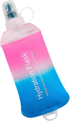 WILDREEDS 250ml Soft Flask, TPU Collapsible Soft Water Bottle for Hydration Pack, Running Vest, Folding Water Bottle for Hiking Cycling Climbing-1Pcs, Pink to Blue