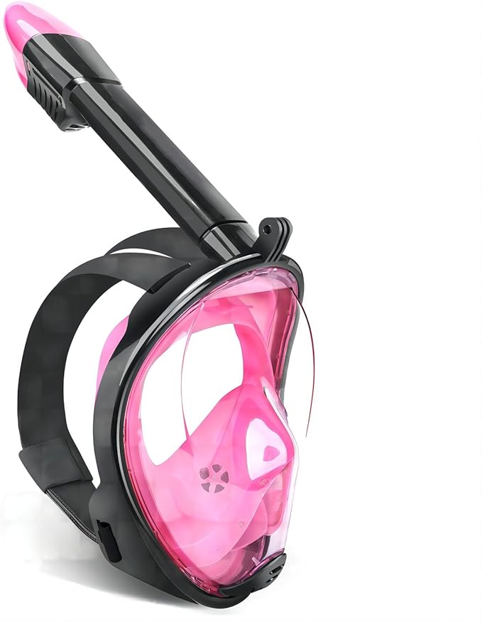 Full Face Snorkel Mask Adults with Dry Top System, Detachable Camera Mount, 180 Panoramic Anti-Fog Anti-Leak Diving Mask for Adult and Kids