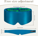 100% Mulberry Silk Sleep Mask Eye Mask for Women Man with Adjustable Band, for Side Sleeper Blackout Sleep Mask for Travel Rest and Office Large Size (Blue)
