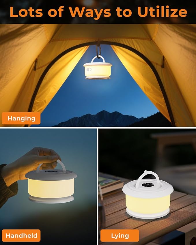 Camping String Lights, Retractable 32.8ft RGB Flash Lamp, Rechargeable Fairy LED Rope Lights Outdoor Waterproof, Portable Hanging Lantern for Outside Tent Patio Awning Garden RV Essentials