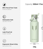Super Sparrow Insulated Water Bottle - 17 Oz / 25 Oz / 32 Oz - Standard Mouth FlipFlow Flask - BPA Free, Leak Proof Drink Bottle- Ergonomic Straw Water Bottles for Work, Gym, Travel, Sports