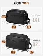 PU Leather Toiletry Bag for Men - Water Resistant Travel Bag for Toiletries, Bathroom Essentials, Accessories - Black