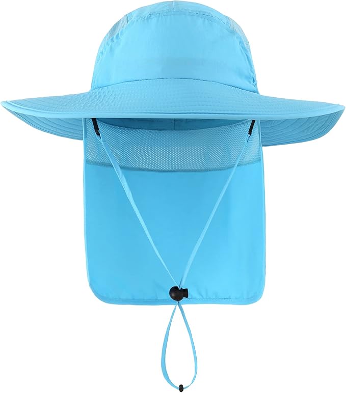 Home Prefer UPF 50+ Mens Wide Brim Fishing Hat with Neck Flap Sun Hat for Men Women Sun Protection Cap