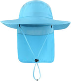 Home Prefer UPF 50+ Mens Wide Brim Fishing Hat with Neck Flap Sun Hat for Men Women Sun Protection Cap