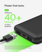 Belkin Portable Charger, USB C Power Bank 10000 mAh w/ 2xUSB-A Ports, 15W w/ Type-C to Type-A Cable for iPhone 17, Air, Pro, Samsung Galaxy S25, Nintendo Switch 2, Google Pixel 10, etc. - Black