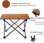 ROCK CLOUD Portable Camping Table Ultralight Aluminum Folding Beach Table Camp for Camping Hiking Backpacking Outdoor Picnic, Wood Grain