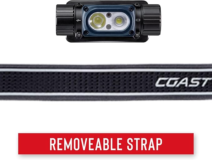 Coast WPH34R 2000 Lumen Waterproof Ultra Bright IP68 USB Rechargeable-Dual Power Headlamp, 6 Modes with Spot and Flood Beams, Blue/Black