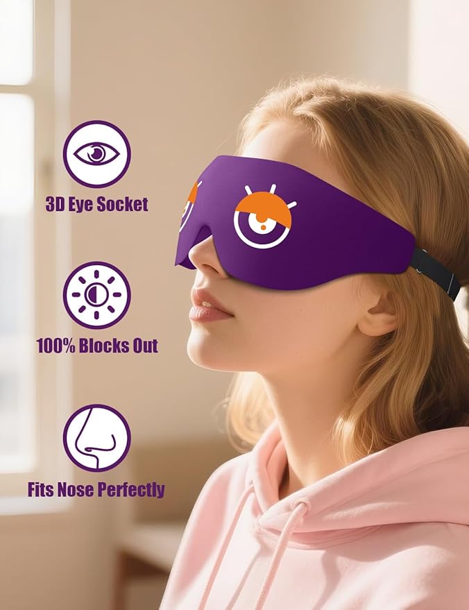 EVA BELLE Sleep Mask Women Men, Comfy Blackout Eye Mask for Deep Sleep, 3D Memory Foam Sleeping Mask, Silk Sleep Eye Cover, Cute Funny Eyeshade Covers, Adjustable Elastic Strap & Soft Breathable