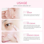 LAIKOU Skin Care Set JAPAN SAKURA Beauty Gift Sets Skin Care Kit with Serum, Eye Cream, Face Cream Travel Kit for Women Wife Mom Teen Girls TSA-friendly Sizes Christmas Gift 3pcs