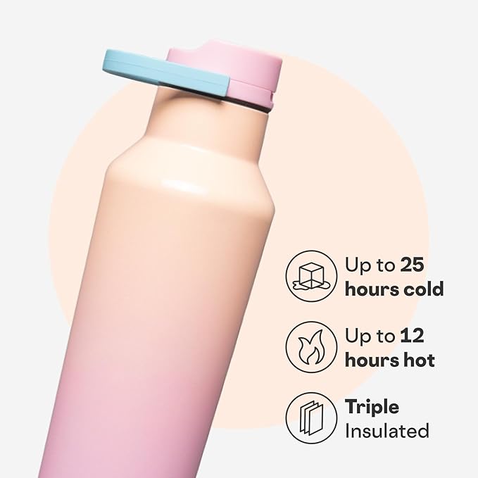 Corkcicle Sport Canteen - Keeps Drinks Cold 25 Hours - Stainless Steel Water Bottle - Triple-Insulated - Spill-Proof - Summer Drinkware Gift - Keeps Drinks Ice Cold - 20 oz - Lover