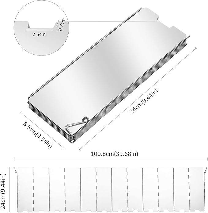 Folding Camping Stove Windscreen 12 Plates Aluminum Camping Stove Windshield with Carrying Bag Portable Camp Stove Wind Screen Outdoor Cooker Butane Burner Wind Shield