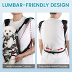 Dog Backpack Carrier, Front Pocket for Essentials, Legs Out Carrying Sling Travel Bag for Small Medium Dogs 2.5-4 Lbs, Soft Wearable Puppy Chest Carry Backpacks for Walking/Hiking/Camping/Traveling