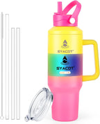 40 oz Tumbler with Handle and Straw or Convert to 40 oz Insulated Water Bottle Fits in Cup Holder. Stainless Steel Metal Water Flask with 2 Lids for Travel,Camping,Gym Sports Coffee Mug Thermal Cup