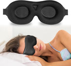 DTS 3D Sleep Mask for Back Side Sleeper Women Men Eye Mask for Sleeping Complete Light Blocking Night Blindfold Zero Pressure Spacious for Eye Lash Breathable Soft Flight Nap Travel (Black)