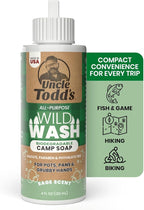 Uncle Todd's Wild Wash Biodegradable Soap, Camping Soap Ideal for Dishes, Body, Hands, and Clothes - 4oz, Sage Scent