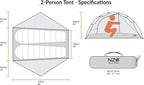 Near Zero 1-3 Person Ultralight Backpacking Tents, up to 2 Doors, 20D Ripstop Waterproof Sealed Nylon, Freestanding, Rainfly, 3 Season, with Lightweight Aluminum Frame. Easy Setup System
