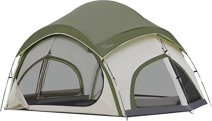 Vidalido 3-4 Person Camping Tent with 2 Large Mesh Door 4 Mesh Window Family Tents, Double Layer Waterproof Portable Easy Setup Camp Tent, Canvas Dome Tents for Camping Outdoor Hiking and Backpacking