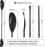 Kayak Paddle 4 Pieces Aluminum Shaft and PP Blade Floating 86.6in/220cm, 90.5inch/230cm Lightweight Oars