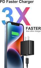 10FT iPhone 14 13 12 Charger Fast Charging 20W PD USB C Wall Charger with 10FT Fast Charging Cable Compatible iPhone 14/13/12/11/Pro/Pro Max/Mini/Xs Max/XR/X, iPad - Black