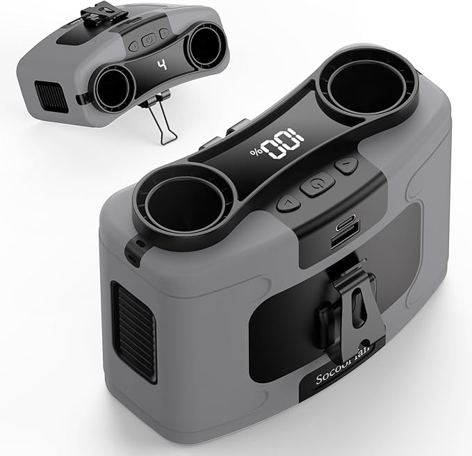 Socool 20000mAh Portable Waist Fan Clip on Wearable Belt Personal Fans Rechargeable Battery Operated, 40H Cooling Fan with 10 Speeds & Dual Motors, Neck Fans Hanging Hands-Free for Outdoor Travel