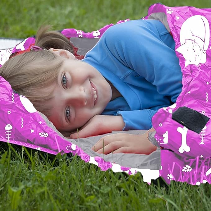 KidzAdventure Mummy Style 32 – 59F Kids Sleeping Bag with Pillow Sleeve, 4 Season, Lightweight and Backpacking Style, Ideal for Camping, Sleepover, Boys, Girls, Youth and Toddlers