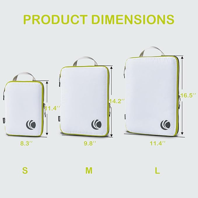 Cipway Compression Packing Cubes, Ultralight Luggage Organizer Bags, Travel Essentials for Carry on Suitcase (3 Piece,White)