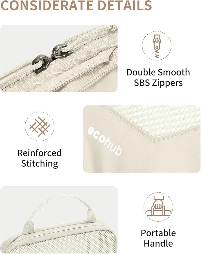 ECOHUB 4 Set /6 Set Packing Cubes for Travel Durable Suitcase Organizer Bags Set with Personalized Tag Various Sizes Travel Essentials Traveling Accessories for Luggage Machine Washable