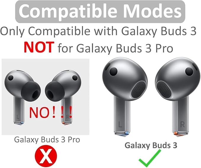 4 Pairs Galaxy Buds3 Ear Hook Cover Grip Tip Anti Slip Wing Accessories Compatible with Samsung Galaxy Buds 3, Black/White 804wb4