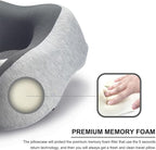 napfun Neck Pillow for Traveling, Travel Neck Pillow for Airplane 100% Pure Memory Foam Travel Pillow for Flight Headrest Sleep, Portable Plane Accessories, Light Grey Set