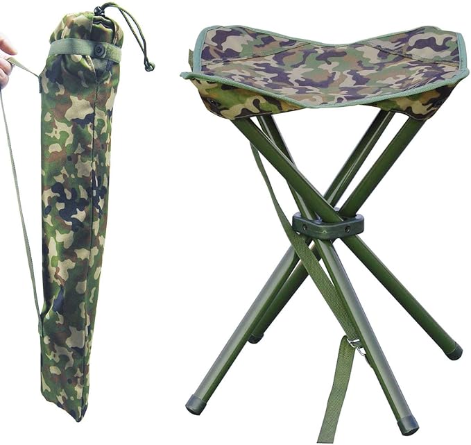 JSHANMEI Camping Stool Portable Folding Stool for Outdoor Hiking Fishing Travel Deluxe 4 Leg, Support 300 lbs