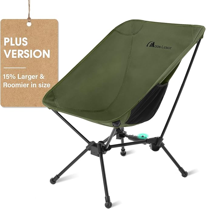 MOON LENCE Portable Snap-Lock Camping Chair, Folding Compact Chair, Lightweight Foldable Backpacking Support 330 lbs (Green)