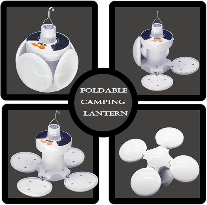 Folding Solar Lights Camping Lamp Tent Lantern Foldable Collapsible 45 LED USB 4000mah Battery Rechargeable Hanging Waterproof Remote Control Portable Outdoor Emergency Power Outage 3 Pack