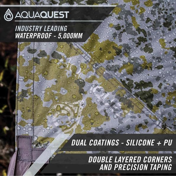 AquaQuest Safari Tarp – Lightweight Waterproof (5,000mm) Seam-Taped Ripstop Rain Fly for Backpacking, Thru-Hiking & Hammock Camping