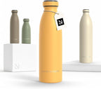 LARS NYSØM Stainless Steel Insulated Water Bottle 12oz 17oz 25oz 34oz 51oz | Insulated Thermo Flask for Hot and Cold Beverages | Leakproof Drinking Bottle (Mustard Yellow, 17oz)