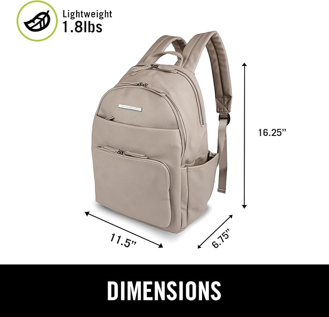 Kenneth Cole REACTION Marley Vegan Pebble Leather Backpack, Taupe, 15" Laptop