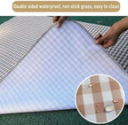 K Y KANGYUN 80x80 in Extra Large Picnic Blanket Outdoor Beach Blankets, Water-Resistant Foldable Sandproof Blankets Cute Picnic Mat for Beach, Camping Grass Lawn Park Mats (Tan Gingham)