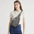 7L Sling Bag For Women Faux Leather Anti Theft Small Casual Daypack Backpack Fanny Pack Crossbody Chest Bags Purse Waterproof Dark Grey