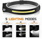 3 Pack Rechargeable LED Headlamp, Motion Sensor, 230 Wide Beam, Light Buddy Headlamp, Suitable for Camping, Hiking, Walking, Running, Cycling