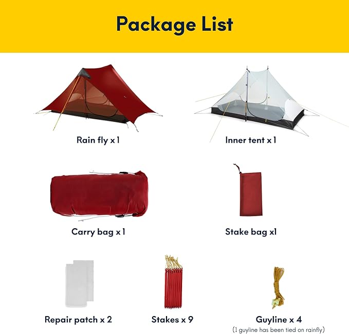 LANSHAN Ultralight Tent 3-Season Backpacking Tent for 1-Person or 2-Person Camping, Trekking, Kayaking, Climbing, Hiking