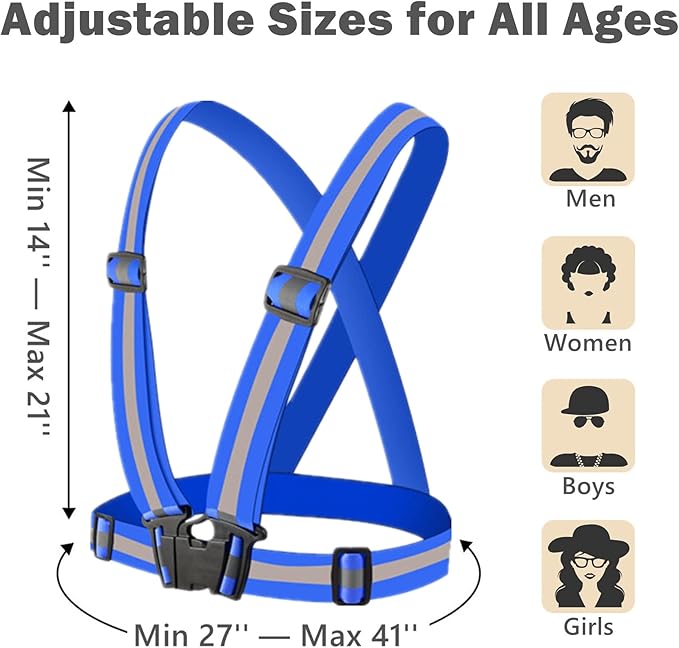 Reflective Strap Safety Vest Gear - 2-10 Pack Adjustable High Visible Reflective Running Gear for Women Men Night