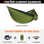 Camping Hammock, Super Lightweight Portable Parachute Hammock with Two Tree Straps Single or Double Nylon Travel Tree Hammocks for Camping Backpacking Hiking