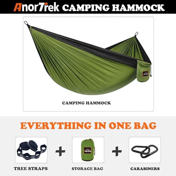 Camping Hammock, Super Lightweight Portable Parachute Hammock with Two Tree Straps Single or Double Nylon Travel Tree Hammocks for Camping Backpacking Hiking