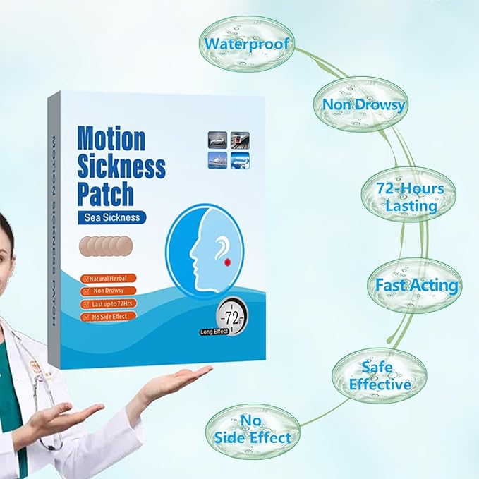 Motion Sickness Patches for Cruise 14PCS - Motion & Sea Sickness Patches Non drowsy Behind Ear for Adults and Kids - for Dizziness NauseaandVertigo.