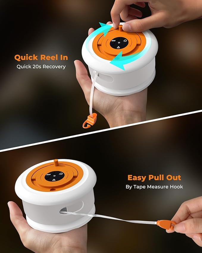 Camping String Lights, Retractable 32.8ft RGB Flash Lamp, Rechargeable Fairy LED Rope Lights Outdoor Waterproof, Portable Hanging Lantern for Outside Tent Patio Awning Garden RV Essentials