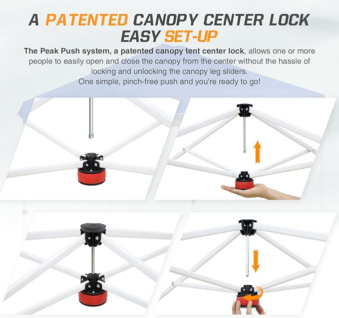 EAGLE PEAK Pop Up Canopy Tent with 1 Sidewall, Easy Setup Event Tent, Outdoor Sun Shade, Wheeled Carry Bag, Stakes and Guy Ropes, Instant Canopy 6.6x6.6, American Flag